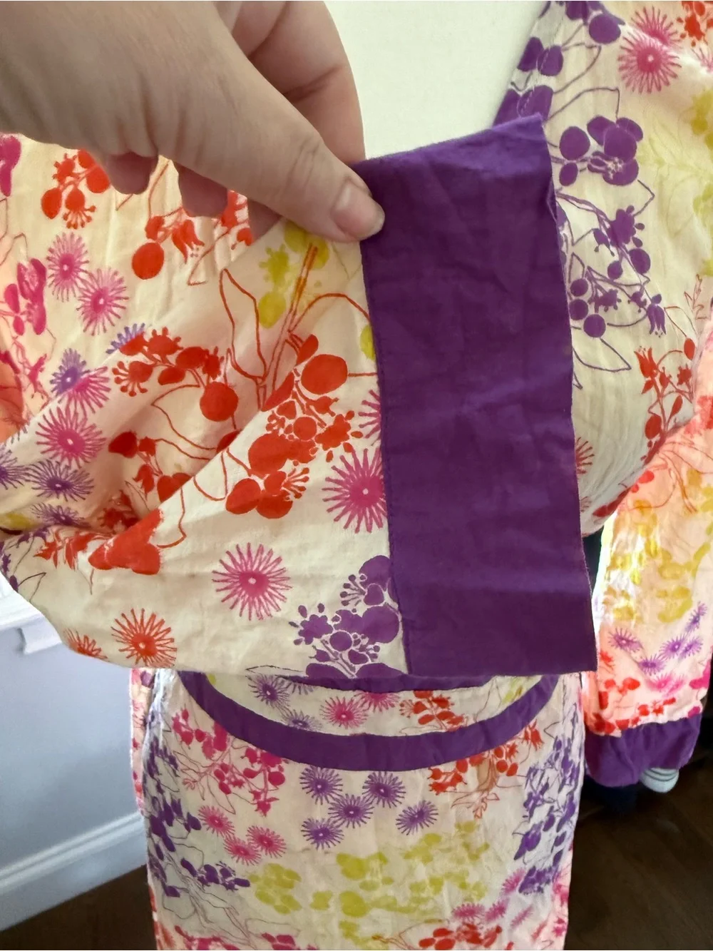 Karma living Vintage Floral Wrap Midi Dress in Purple and Multi-Color Size Mediu